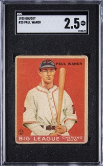 1933 Goudey #25 Paul Waner – SGC GD+ 2.5